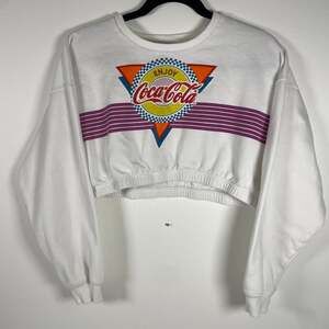 Vintage Coca Cola Crop Top Crewneck Sweatshirt Size M Women Streetwear